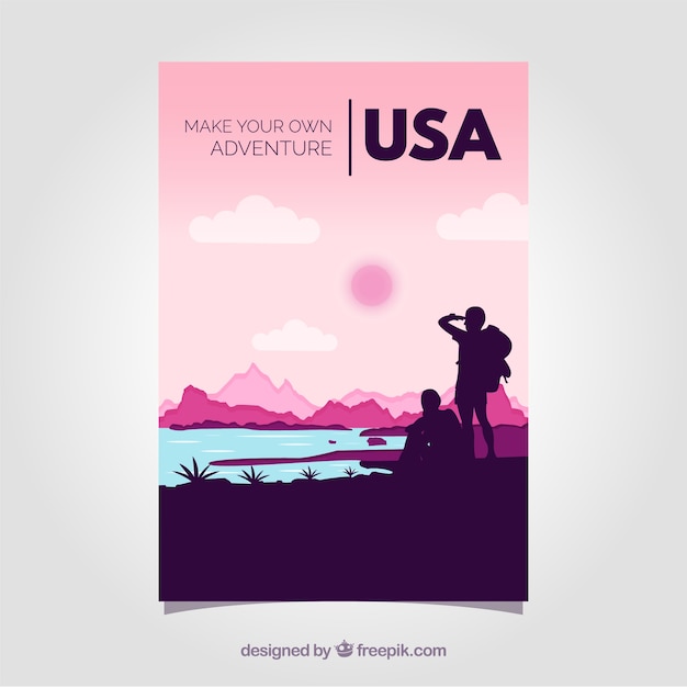 Free Vector travel brochures with silhouettes