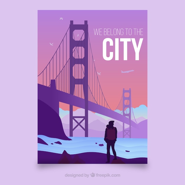 Free Vector travel brochures with silhouettes