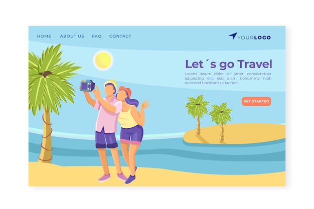 Free Vector travel business landing page template