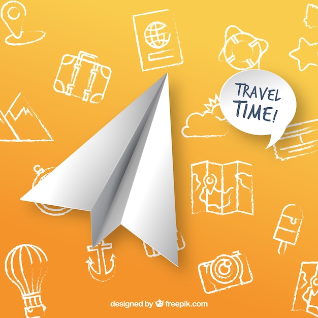 Free Vector travel concept background with paper plane