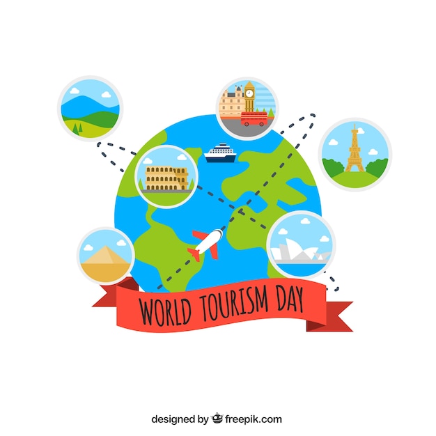 Free Vector travel to a destination, world tourism day