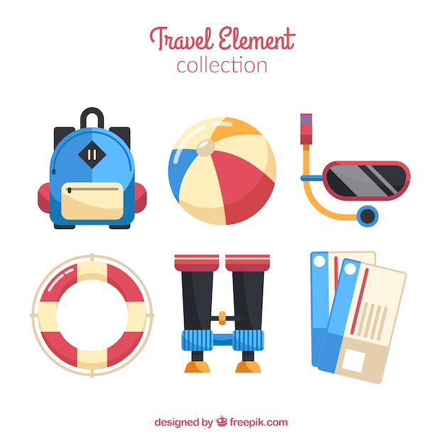 Free Vector travel element collection with flat design