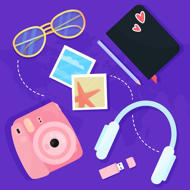 Free Vector travel element collection with flat design