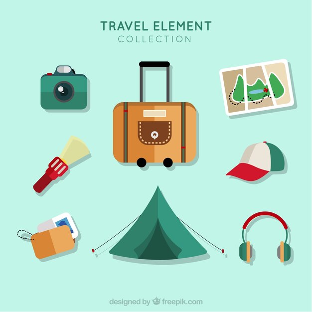 Travel element collection with flat design