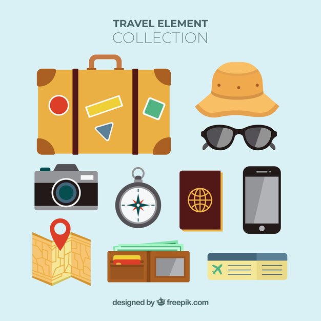 Travel element collection with flat design