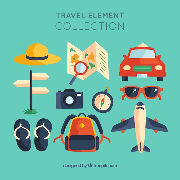 Travel element collection with flat design