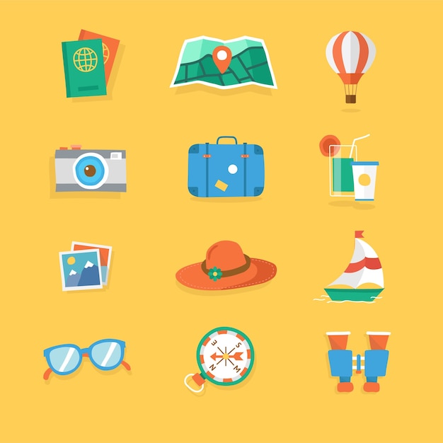 Free Vector travel element collection with flat design