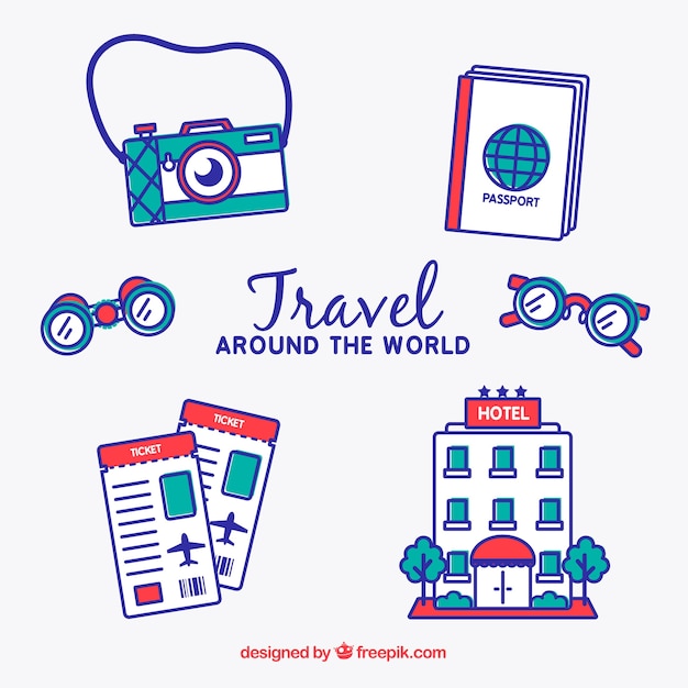 Travel element collection with flat design