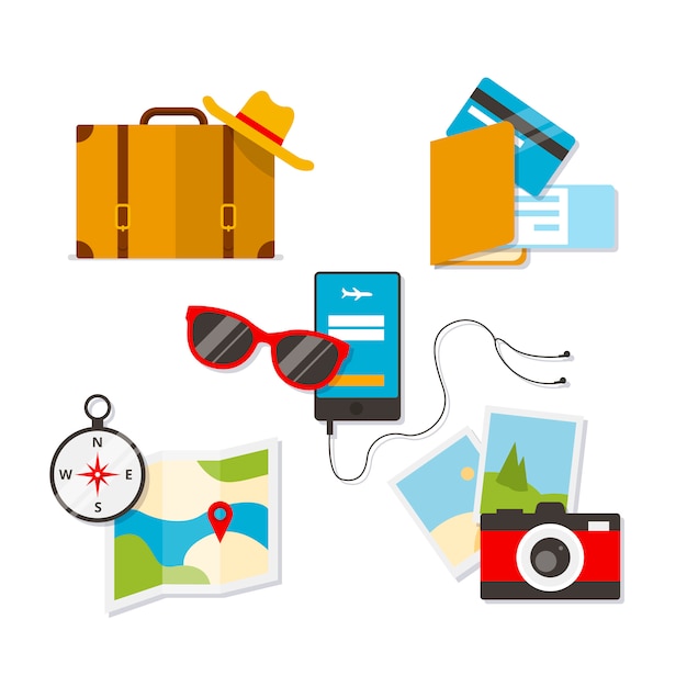 Travel element collection with flat design