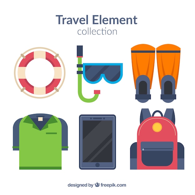 Free vector travel element collection with flat design