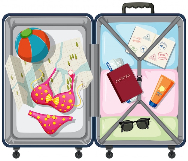 Free vector travel element in the luggage