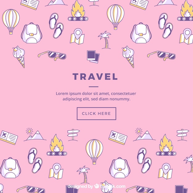 Travel elements background in hand drawn style