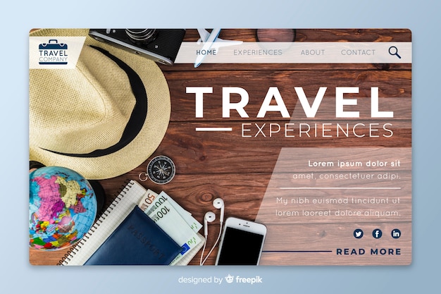 Travel experiences landing page with photo