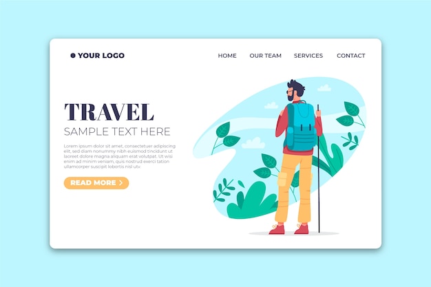 Travel flat design template landing page