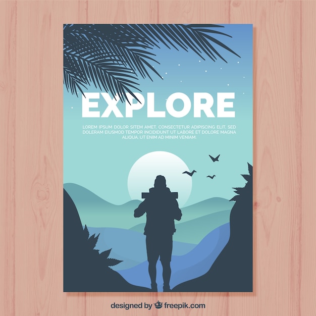 Free Vector travel flyer template with flat design