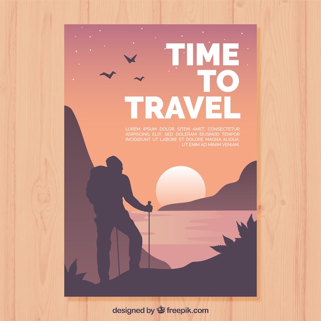 Free Vector travel flyer template with flat design