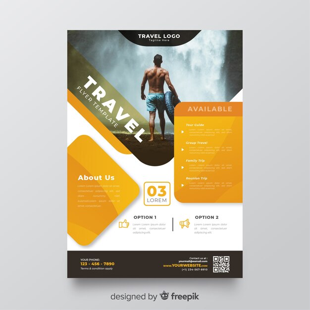 Travel flyer template with image