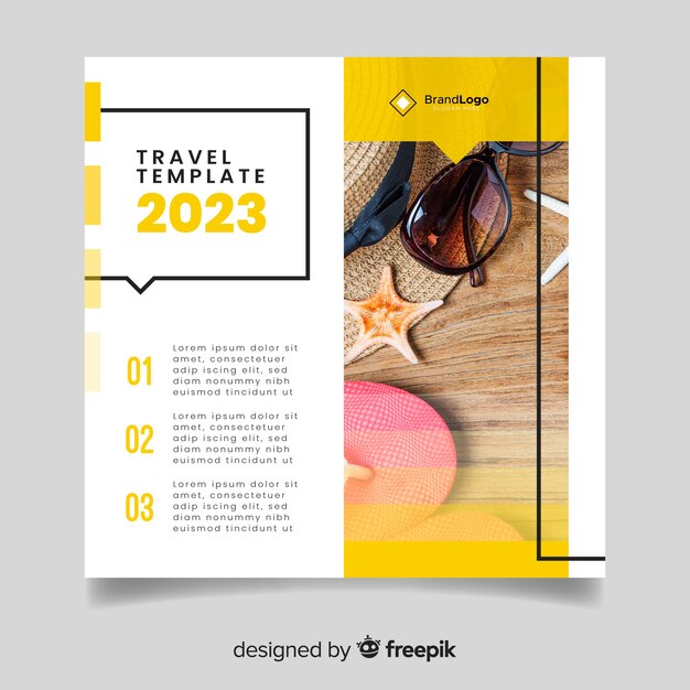 Travel flyer template with photo