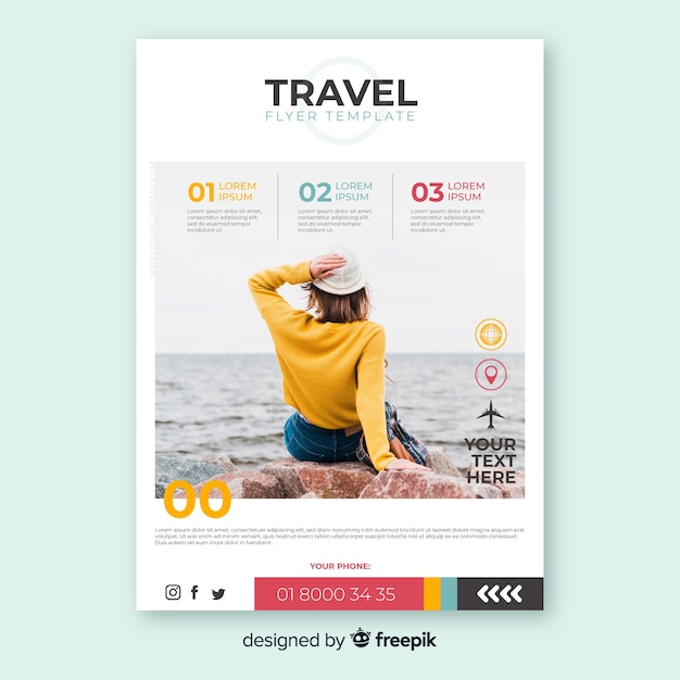 Travel flyer template with photo