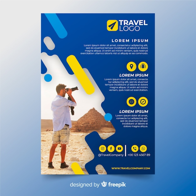 Travel flyer template with photo