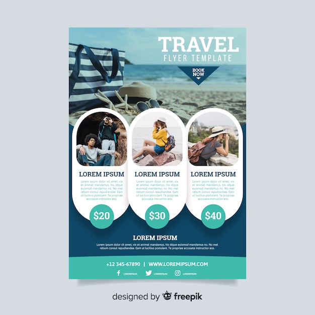 Travel flyer template with photo