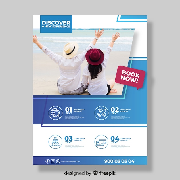 Travel flyer template with photo