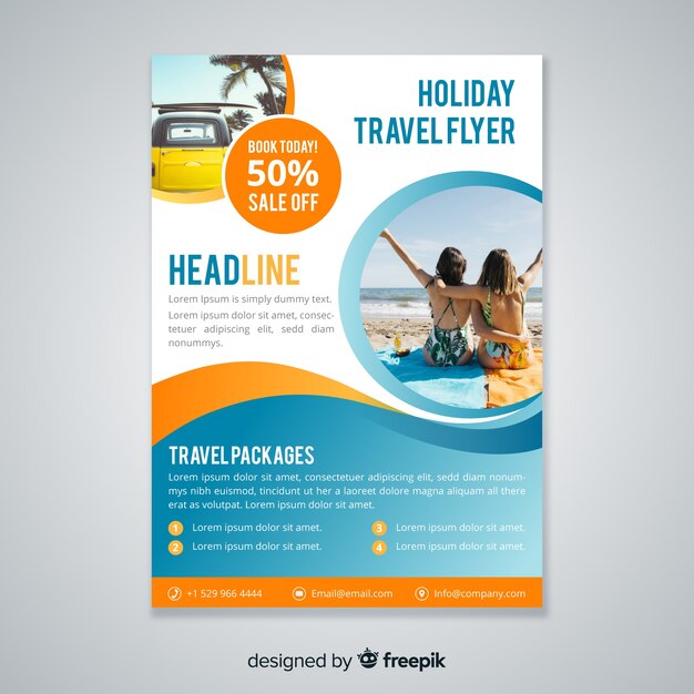 Travel flyer template with photo