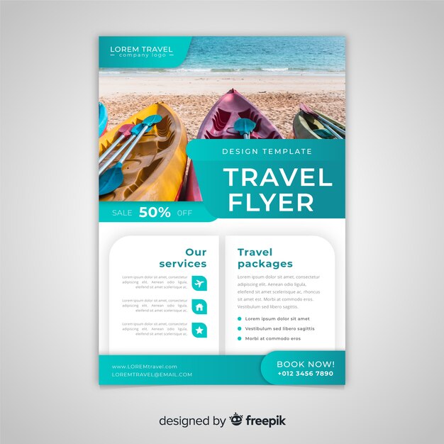 Travel flyer template with photo