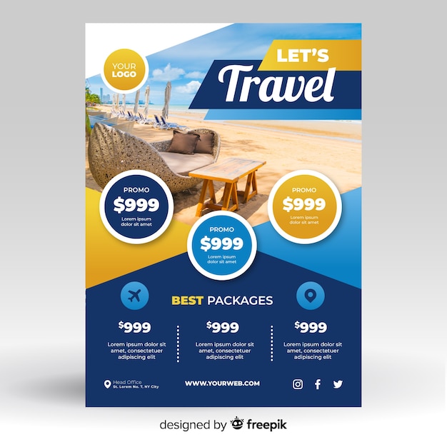 Travel flyer template with photo