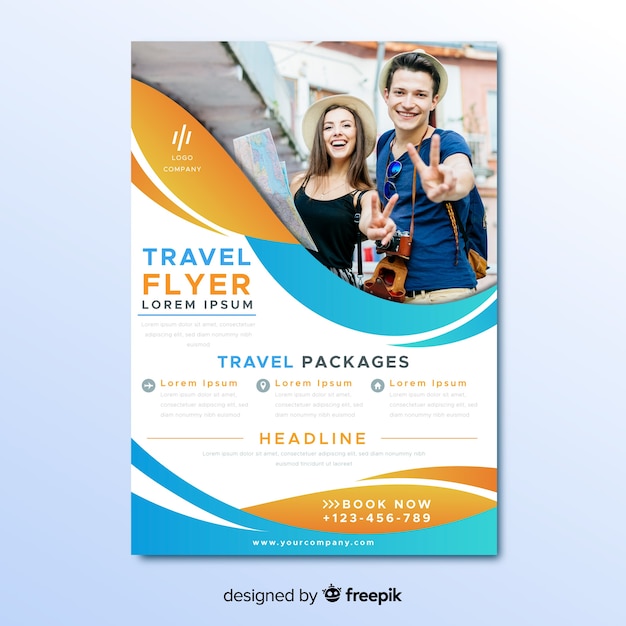 Travel flyer template with photo