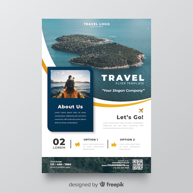 Travel flyer template with photo