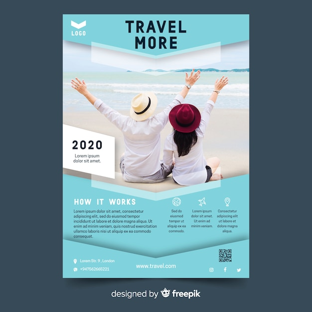 Travel flyer vibrant template with photo 