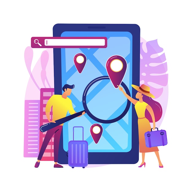 Travel guide mobile app illustration