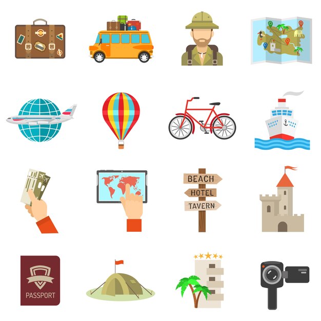 Travel Icons Flat