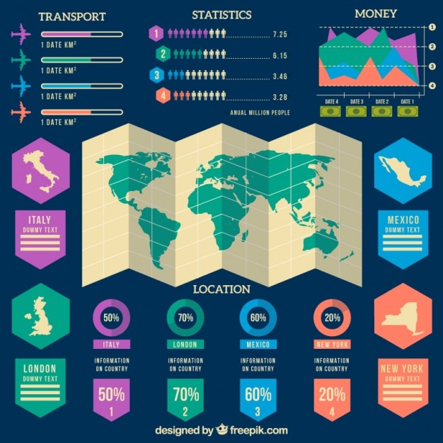 Free vector travel infographic with colored infographic elements