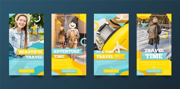 Free Vector travel instagram story collection template