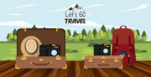 Free Vector travel journey and tourism places