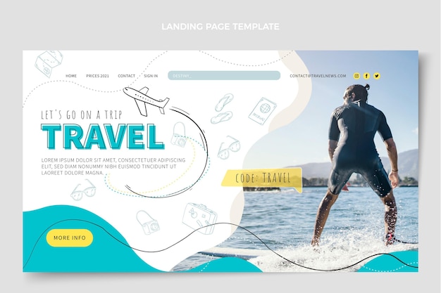 Free Vector travel landing page design template