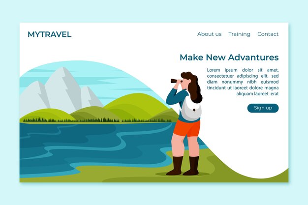 Travel landing page flat design