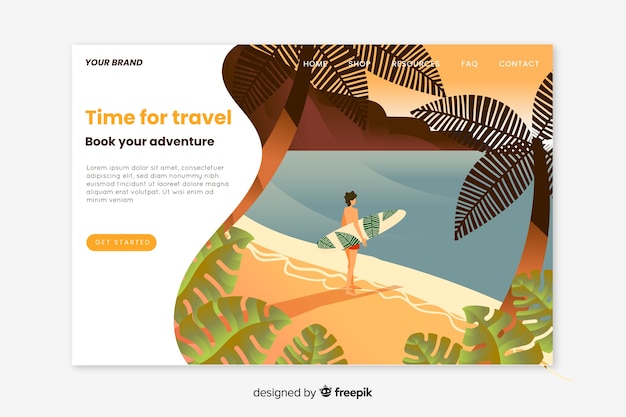 Travel landing page flat design