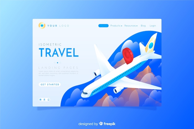 Free Vector travel landing page isometric style