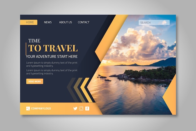 Travel landing page template with photo