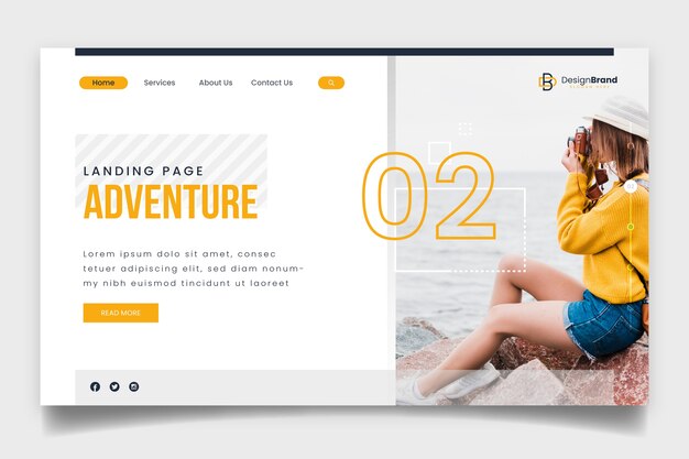 Travel landing page template with photo