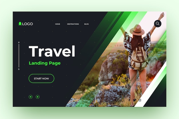 Travel landing page template with photo