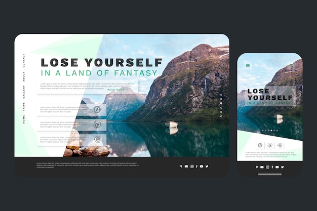 Travel landing page template with photo