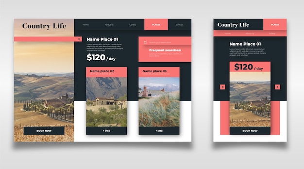 Free Vector travel landing page template with photo