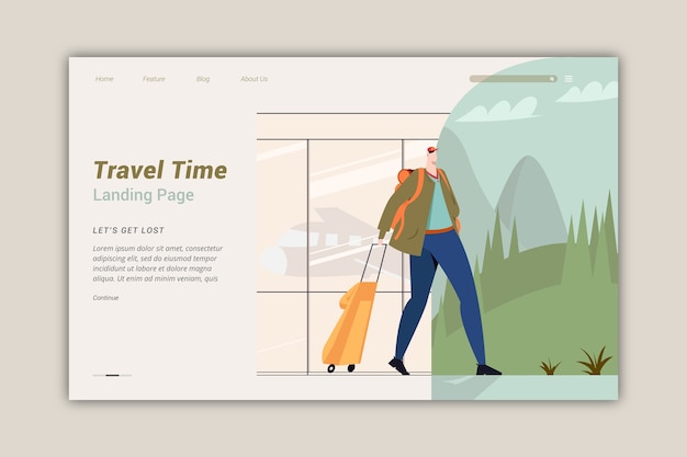 Free Vector travel landing page template