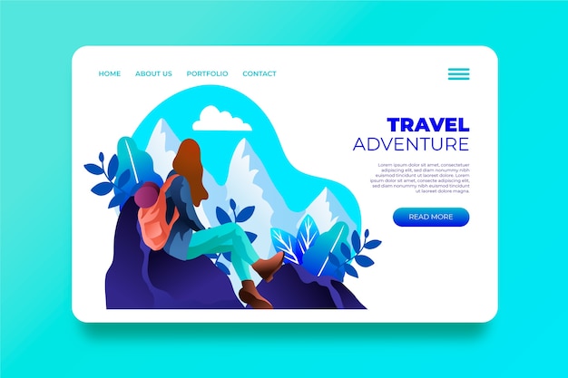 Free Vector travel landing page template