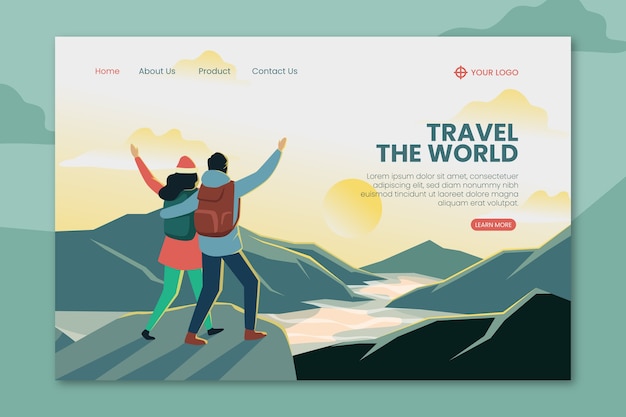 Free Vector travel landing page template