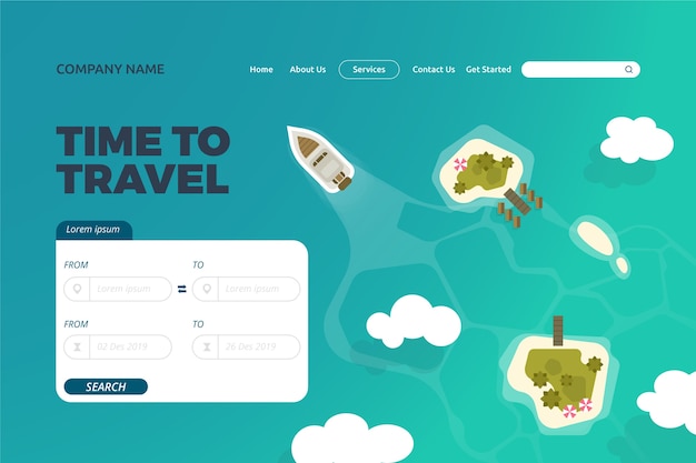 Free vector travel landing page template